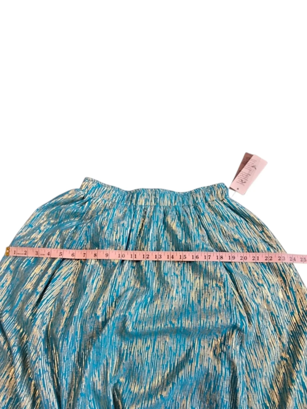 Nanette Lepore Teal Gold Metallic Midi Skirt Asymmetrical Festival Boho M NWT